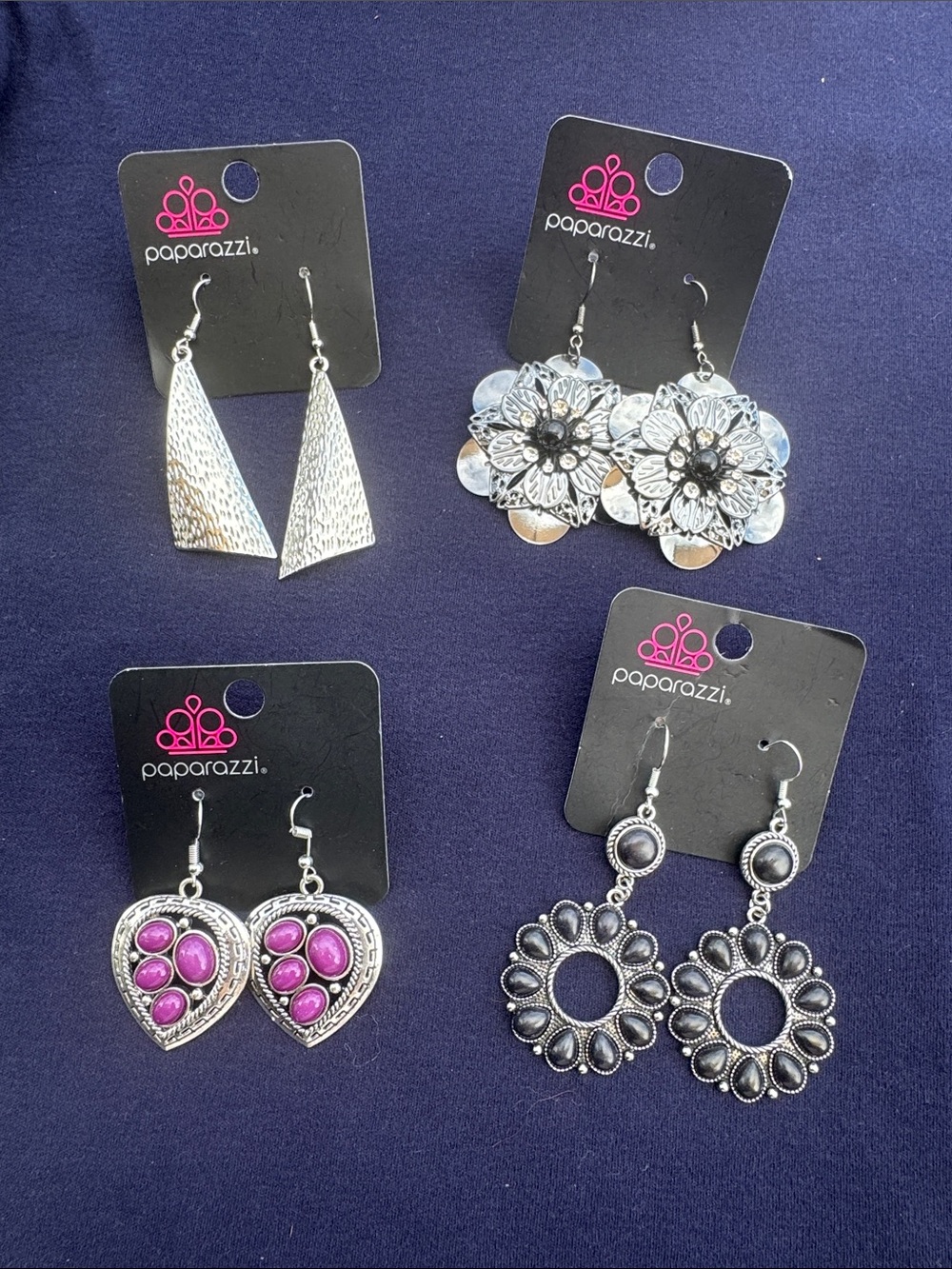 paparazzi Silver and Pink Mixed Dangle Earring Set